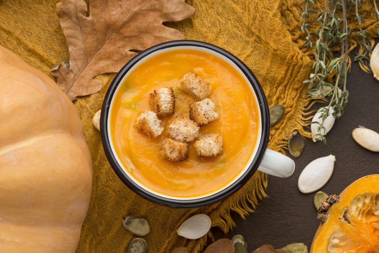 Squash soup with Parmesan croutons