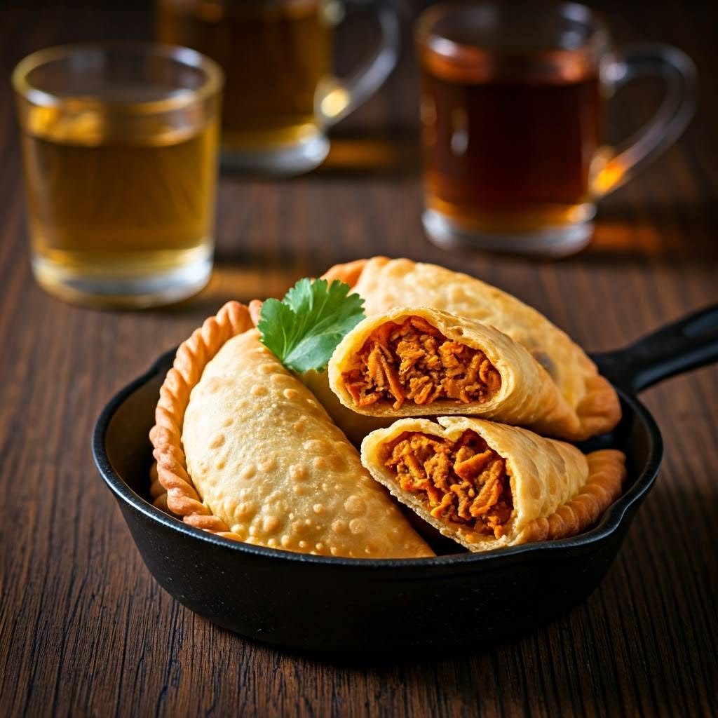 Erachi Pathiri is a traditional Malabar delicacy featuring crispy layered pastry filled with spiced minced meat. This deep-fried treat is popular during Ramadan and special occasions, offering a perfect balance of crunch and rich flavors.