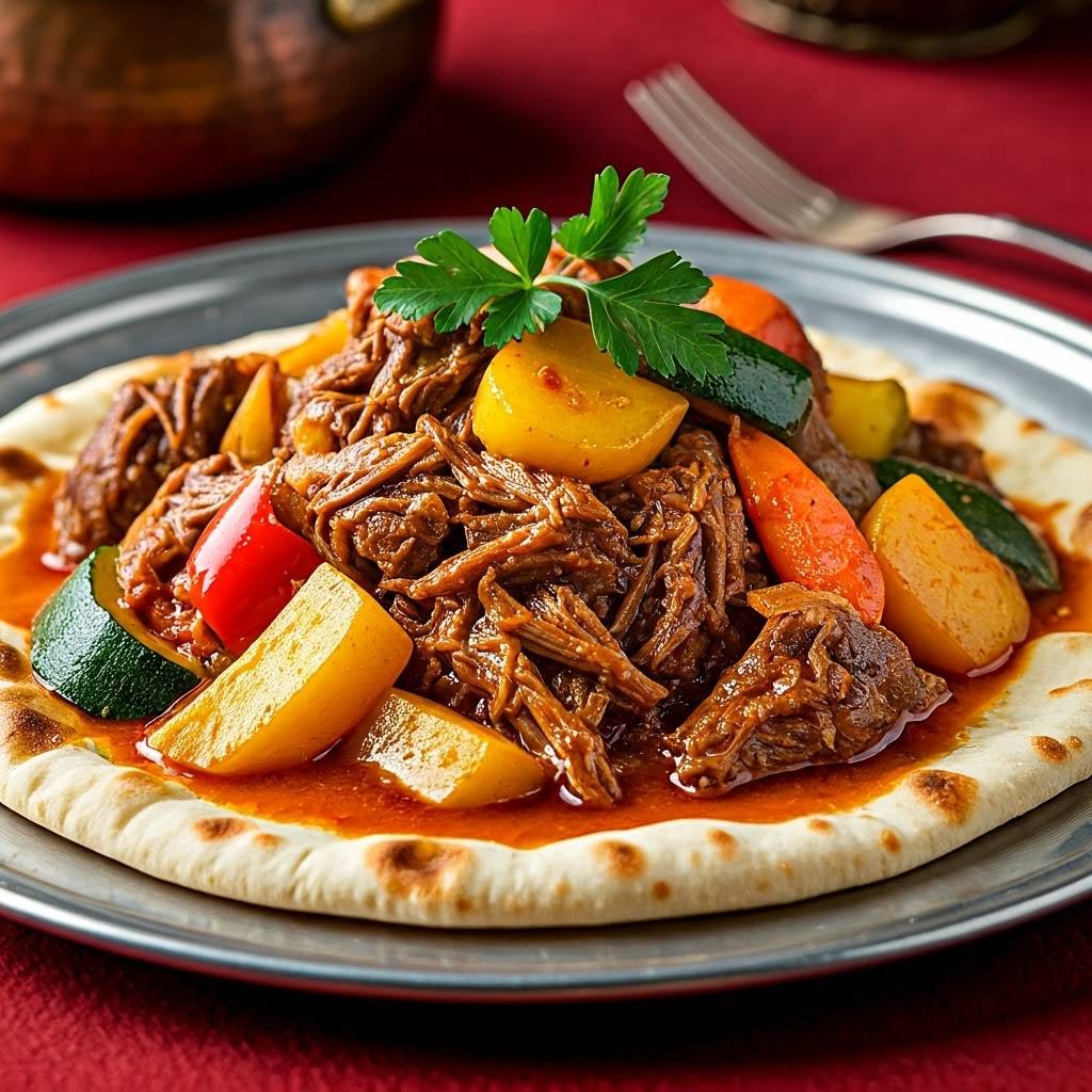 Tharid is a traditional Arabian dish, often associated with Middle Eastern cuisine and Islamic culture. It consists of meat stew served over pieces of bread, allowing the bread to soak up the flavorful broth. It was reportedly one of Prophet Muhammad’s favorite dishes.